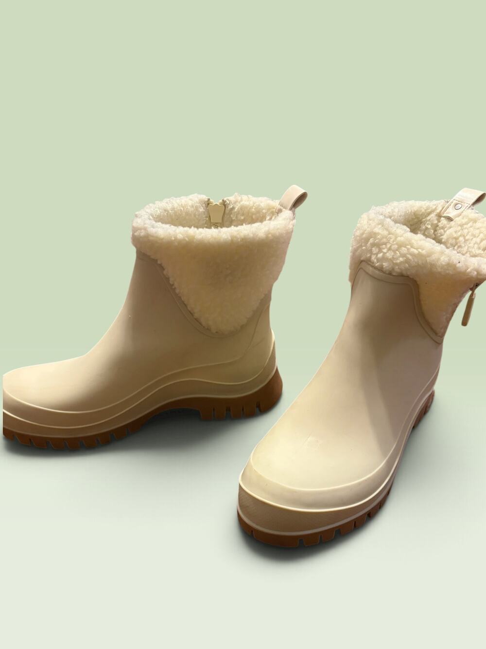 Sam Edelman Lenna Faux Shearling Lug Sole Boots Ivory Size 11 / 41